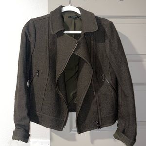 Army Green Ann Taylor wool moto jacket